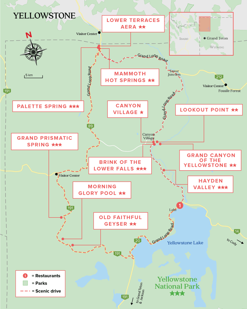 yellowstone travel times map