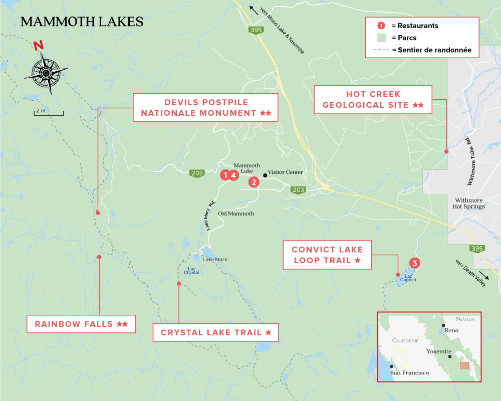 Carte de Mammoth Lakes